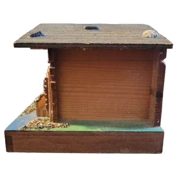 Vtg Reuge Wooden Swiss Chalet Music Jewelry Box Working Water Wheel - Picture 4 of 9